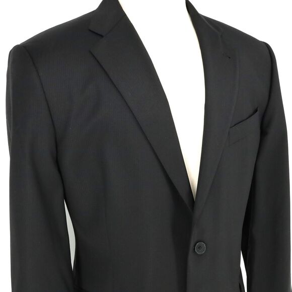 Joseph Abboud Sport Coat Mens 44R Black Wool Jacket Loro Piana Super 120s Blazer - Picture 7 of 16